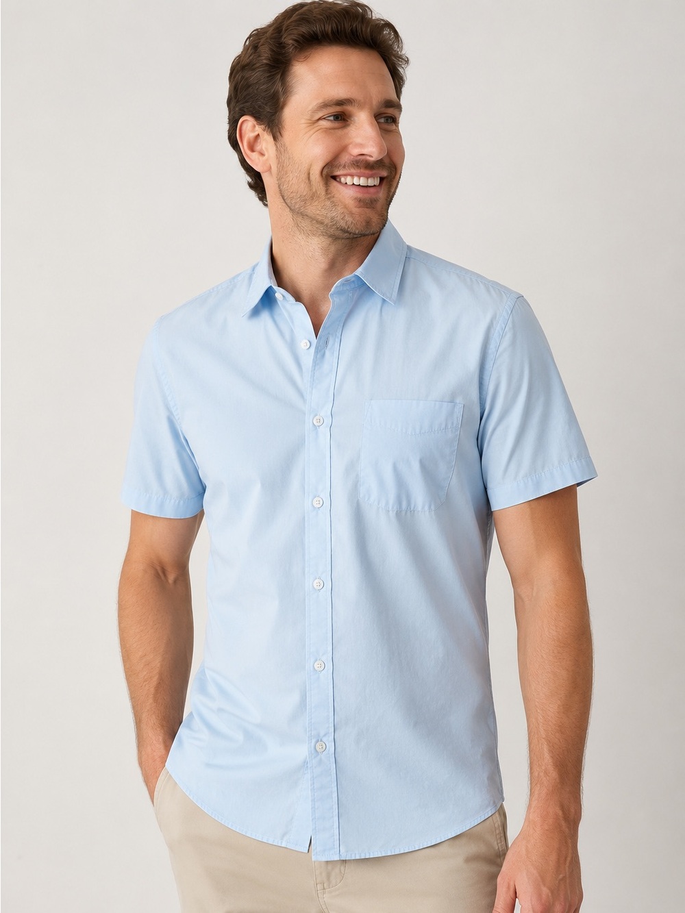 Express Men’s Light Blue Short Sleeve Button Front Shirt Large Tall 100% Cotton